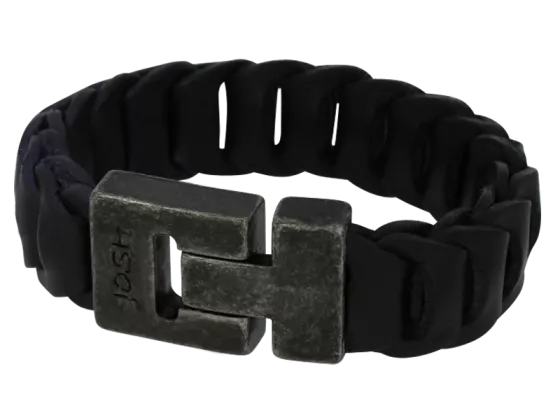 Geflochtenes Armband Leo aus Leder schwarz